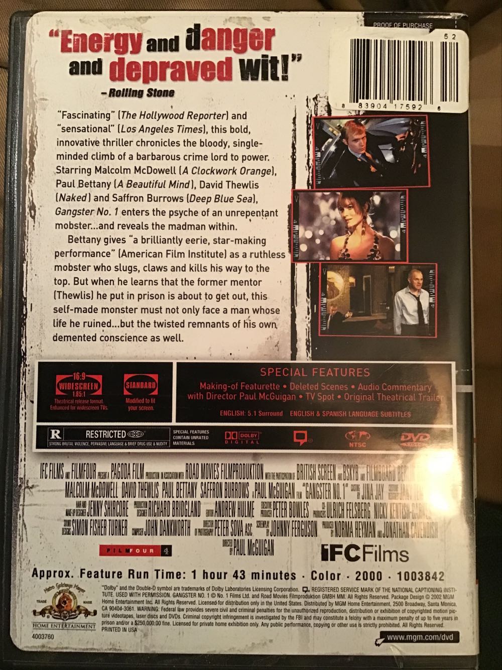 Gangster No. 1 DVD movie collectible [Barcode 883904175926] - Main Image 2