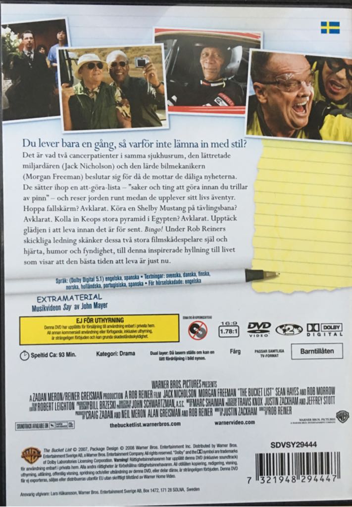 Bucket List, The DVD movie collectible [Barcode 7321948294447] - Main Image 2