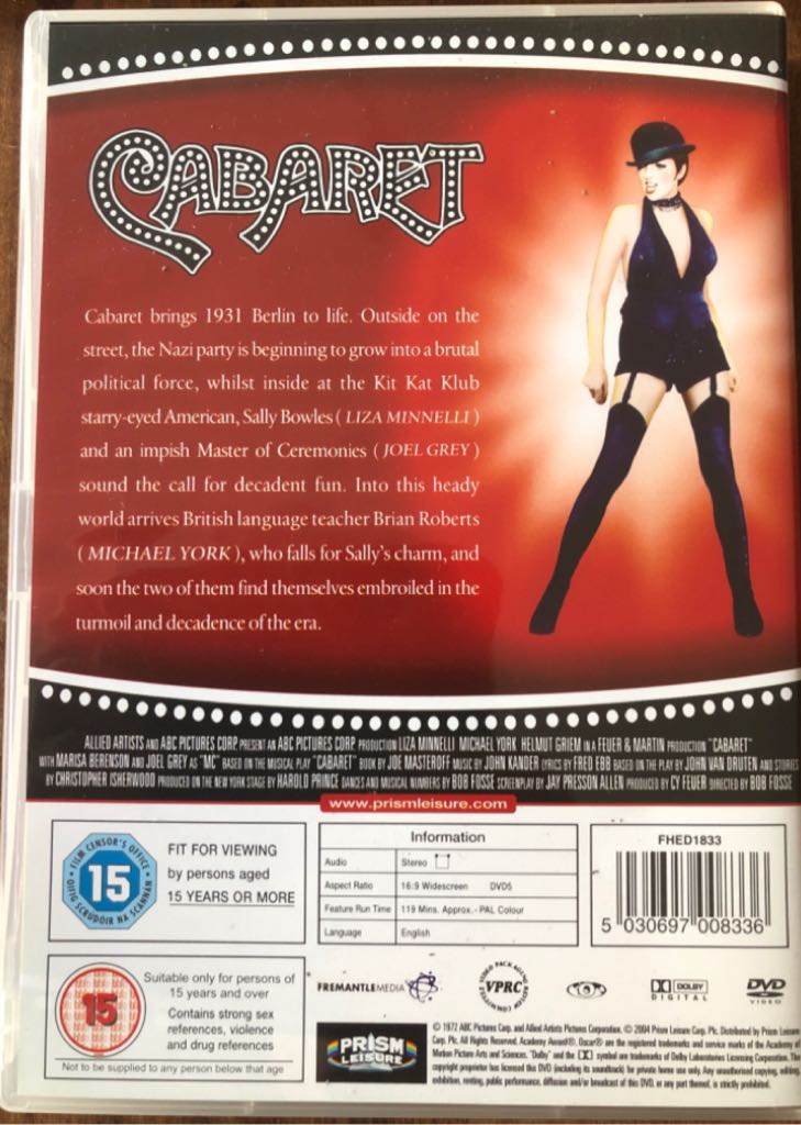 Cabaret DVD movie collectible [Barcode 5030697008336] - Main Image 2