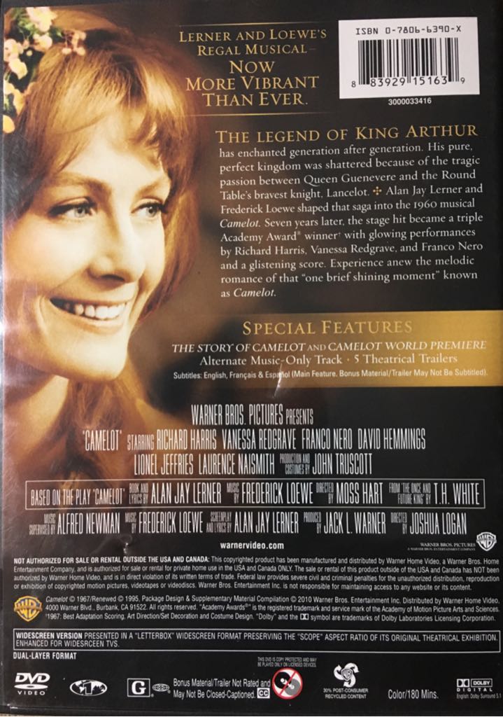 Camelot DVD movie collectible [Barcode 883929151639] - Main Image 2
