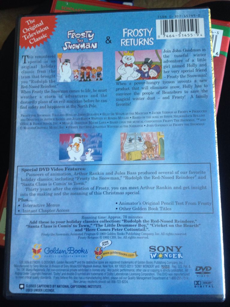 Frosty the Snowman DVD movie collectible [Barcode 074645145594] - Main Image 2