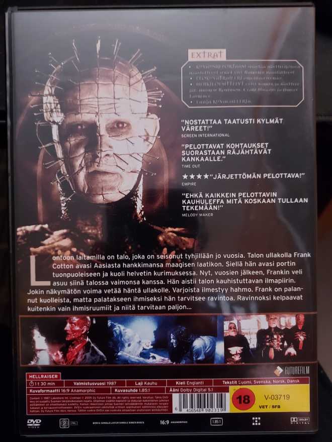 Hellraiser 1 DVD movie collectible [Barcode 6416548902319] - Main Image 2
