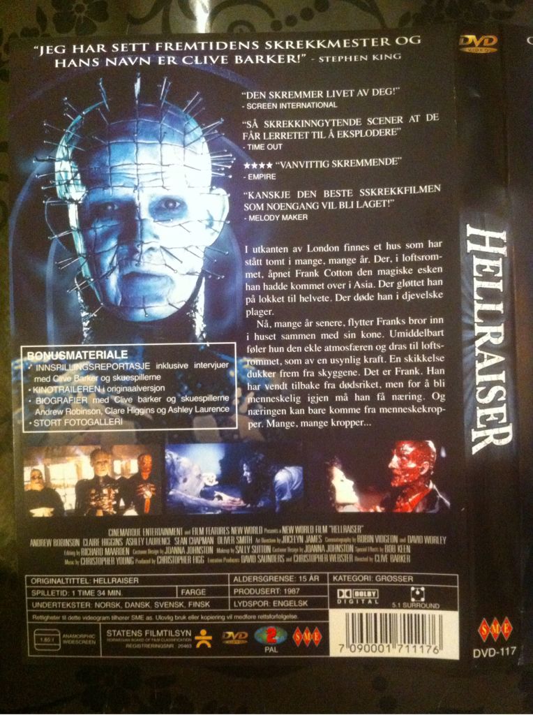Hellraiser DVD movie collectible [Barcode 7090001711176] - Main Image 2