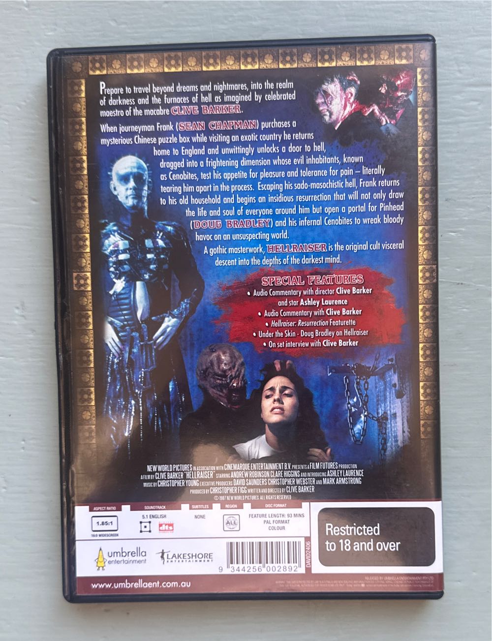 Hellraiser DVD movie collectible [Barcode 9344256002892] - Main Image 2