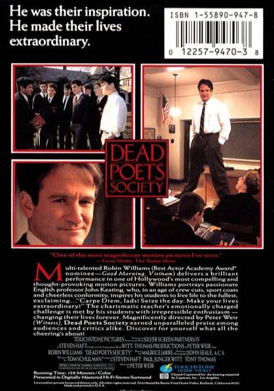 RobinWilliamsDead Poets Society DVD movie collectible [Barcode 0786936239911] - Main Image 2