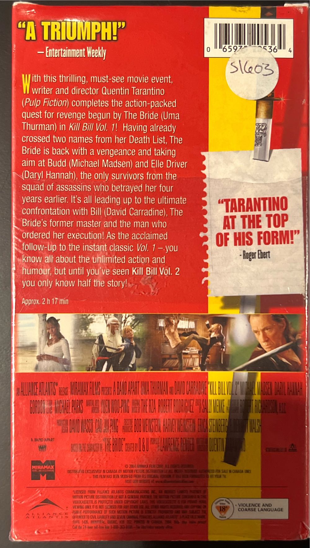 Kill Bill: Vol. 2 VHS movie collectible [Barcode 065935205364] - Main Image 2