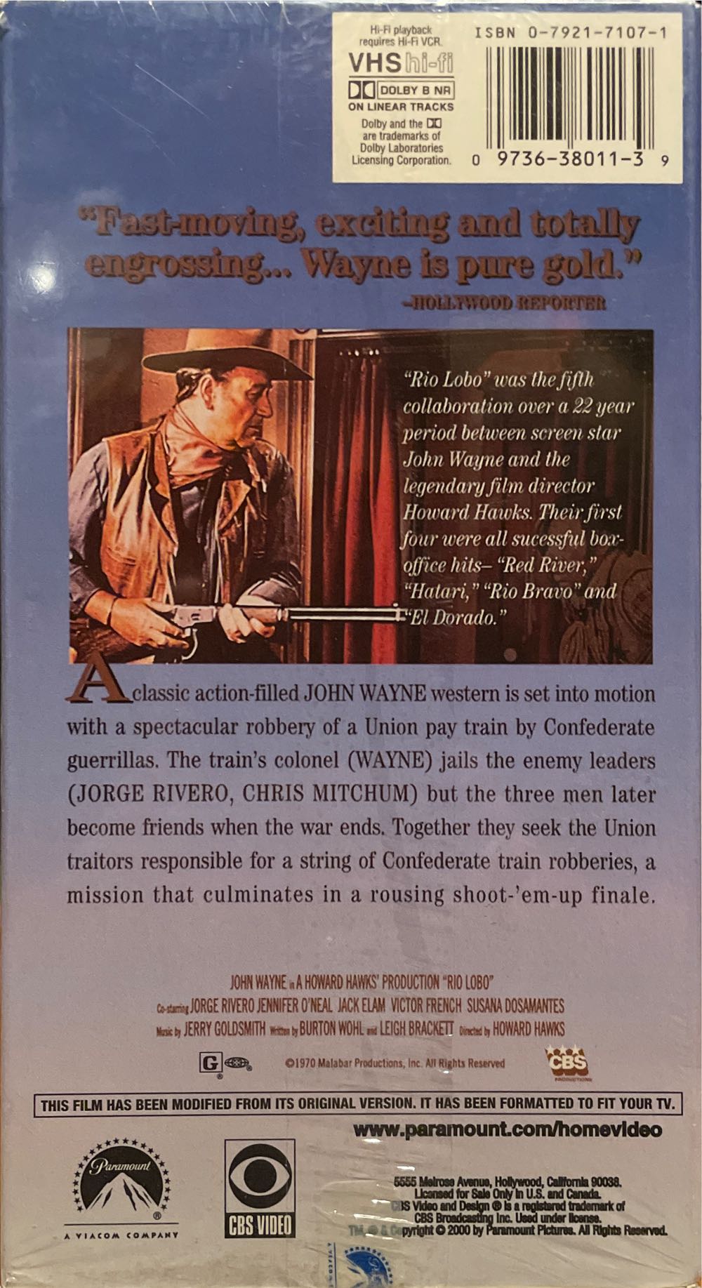 Rio Lobo VHS movie collectible [Barcode 097363801139] - Main Image 3
