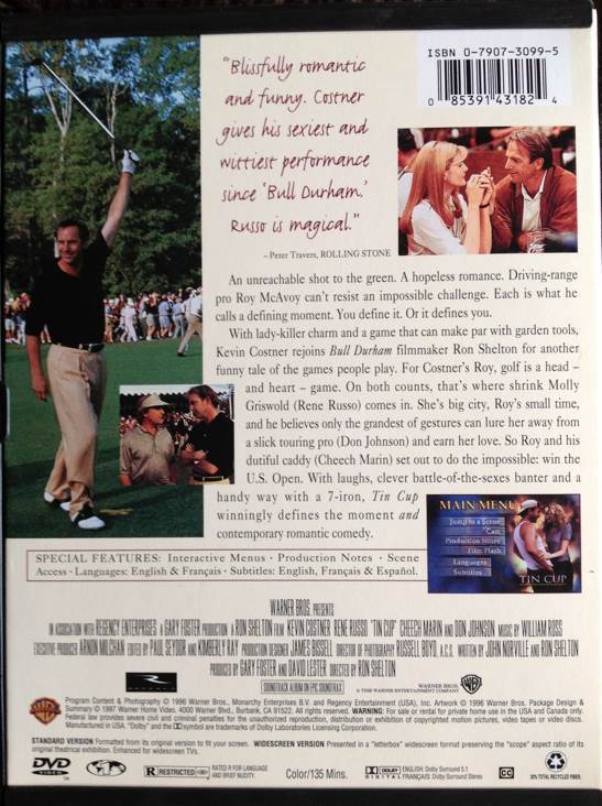Tin Cup DVD movie collectible [Barcode 085391431824] - Main Image 2
