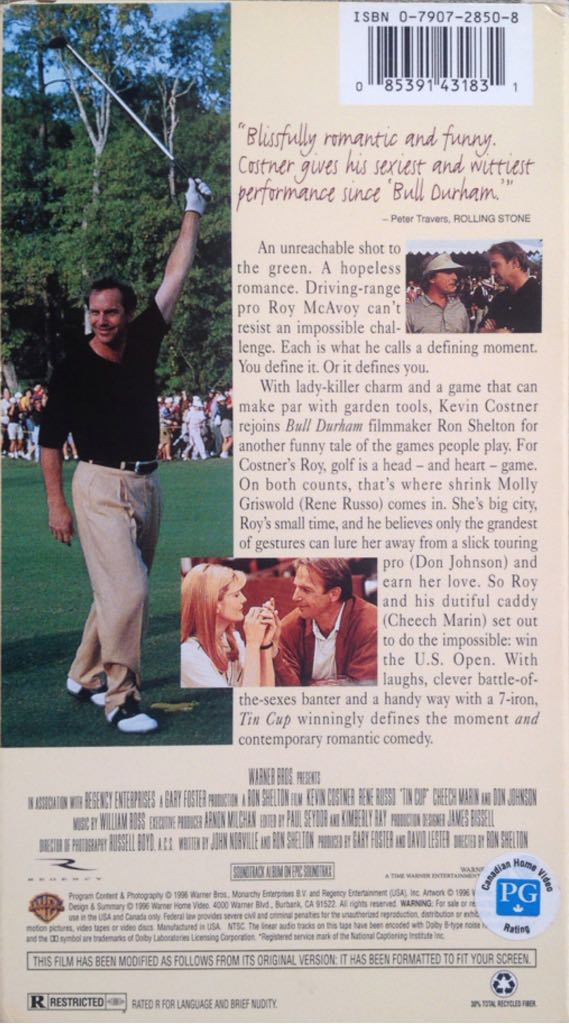 Tin Cup VHS movie collectible [Barcode 085391431831] - Main Image 2
