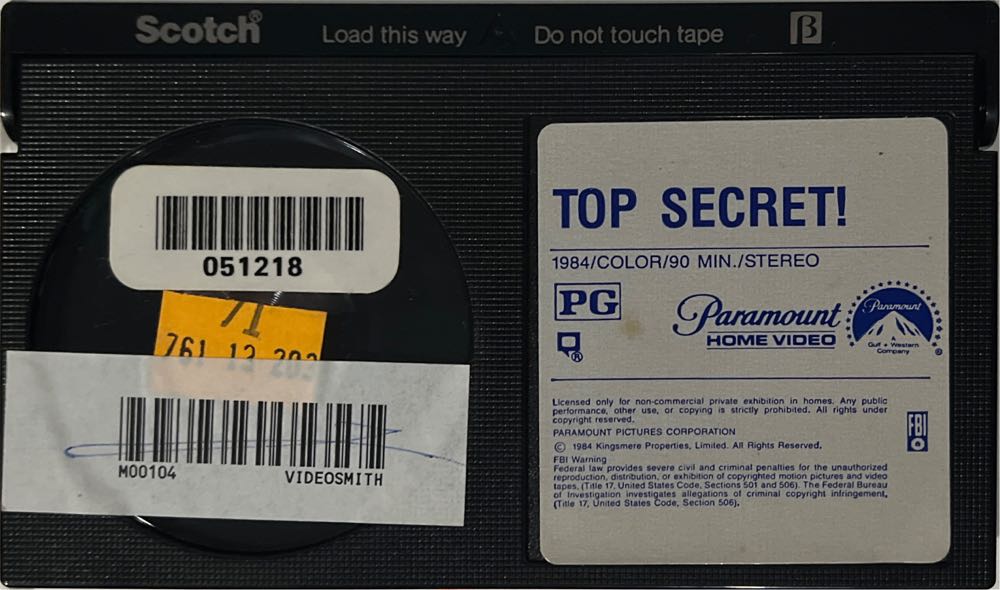 Top Secret! VHS movie collectible [Barcode 097360156737] - Main Image 3