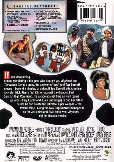 Top Secret! DVD movie collectible [Barcode 9324915082618] - Main Image 2