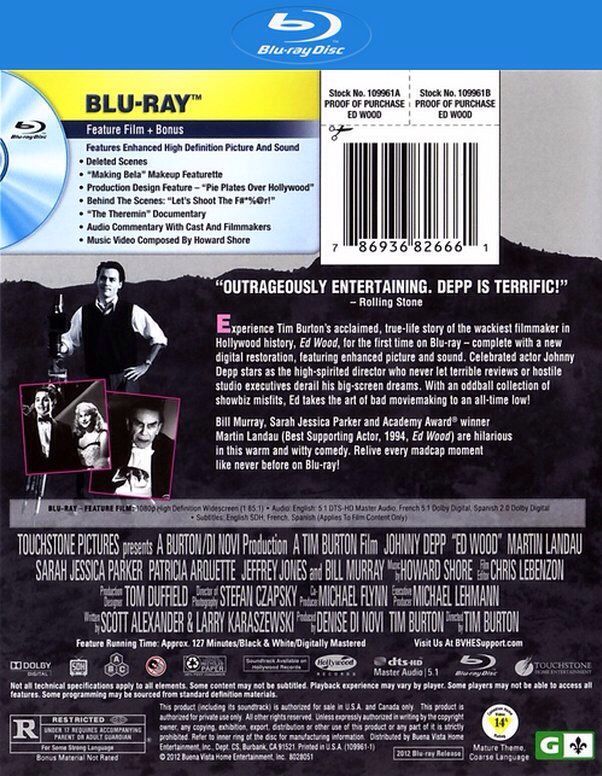 Ed Wood Blu-ray movie collectible [Barcode 786936826661] - Main Image 2