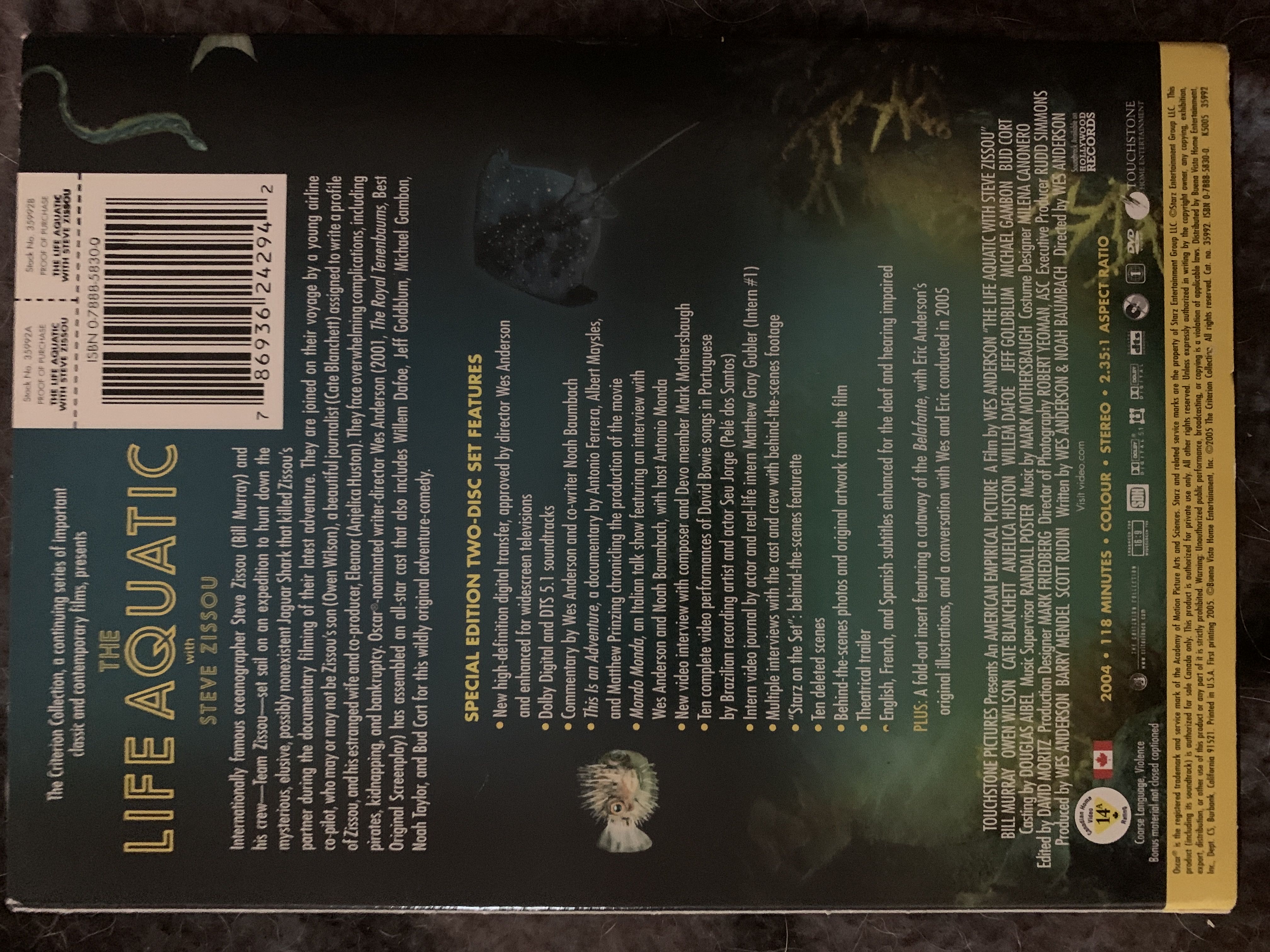 Life Aquatic With Steve Zissou, The DVD movie collectible [Barcode 786936242942] - Main Image 2