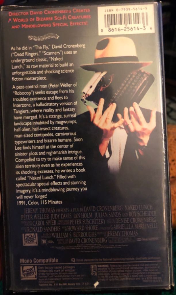 Naked Lunch VHS movie collectible [Barcode 086162561436] - Main Image 2
