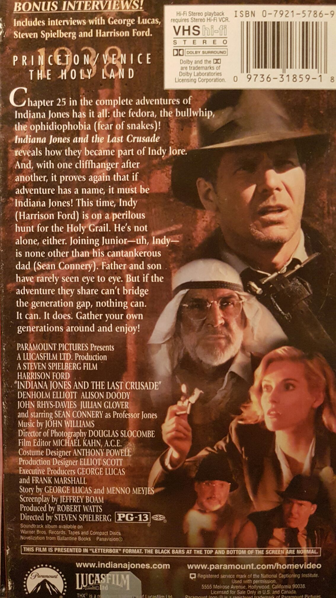 Indiana Jones And The Last Crusade Laser Disc movie collectible [Barcode 097363185963] - Main Image 2