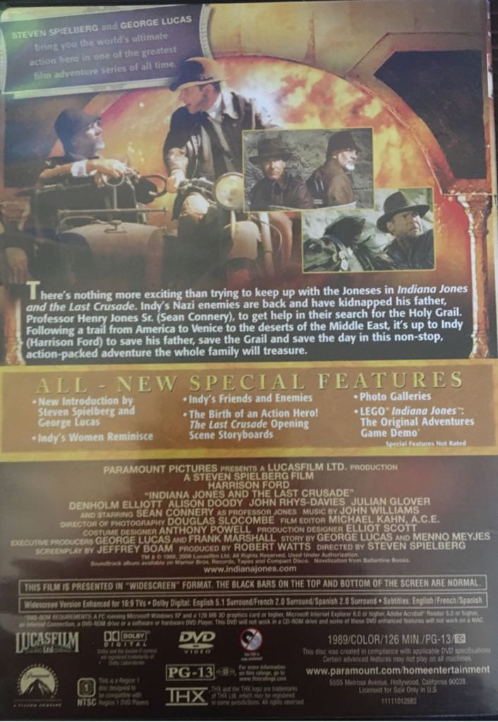 Indiana Jones and the Last Crusade DVD movie collectible - Main Image 2
