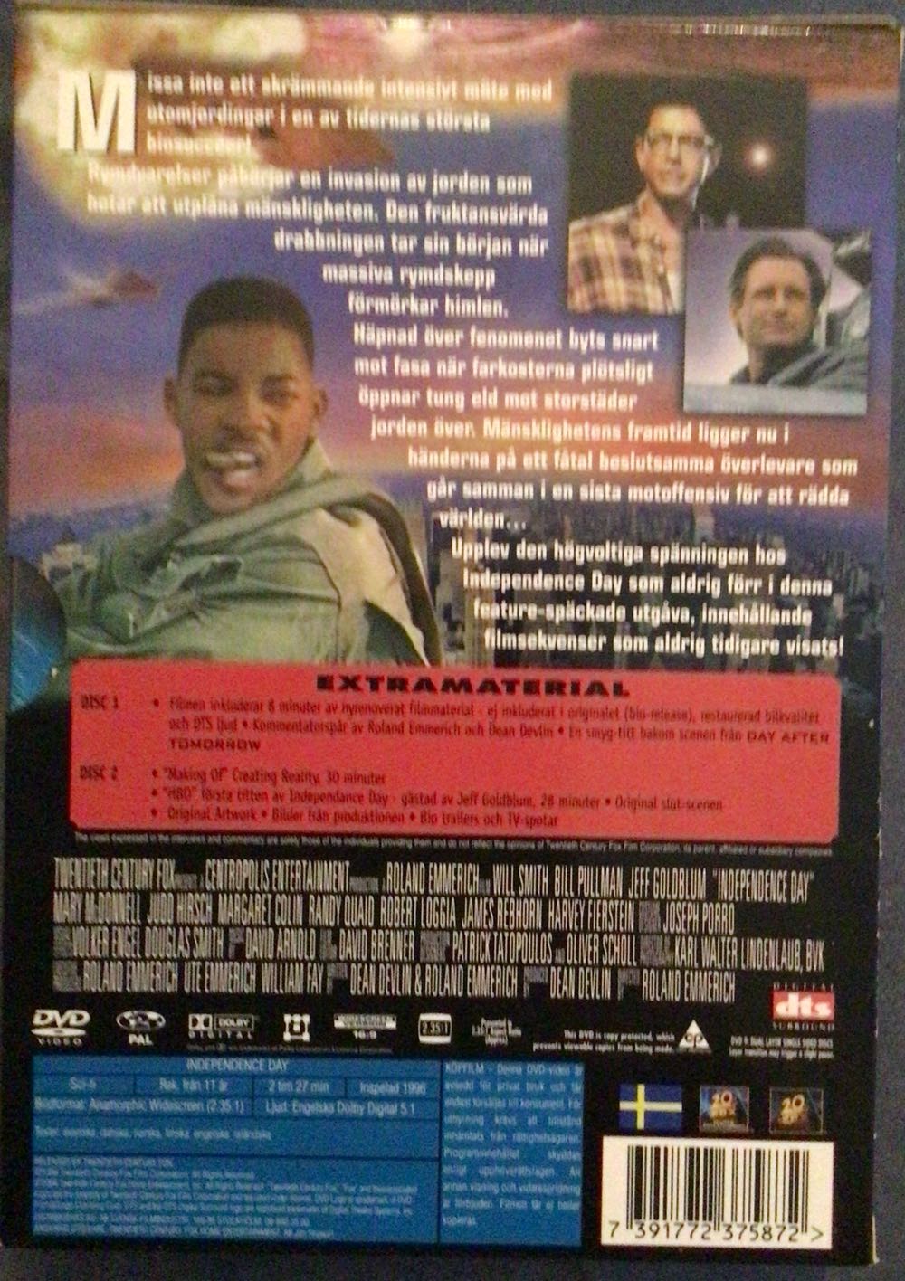 Independence Day DVD movie collectible [Barcode 7391772375872] - Main Image 2