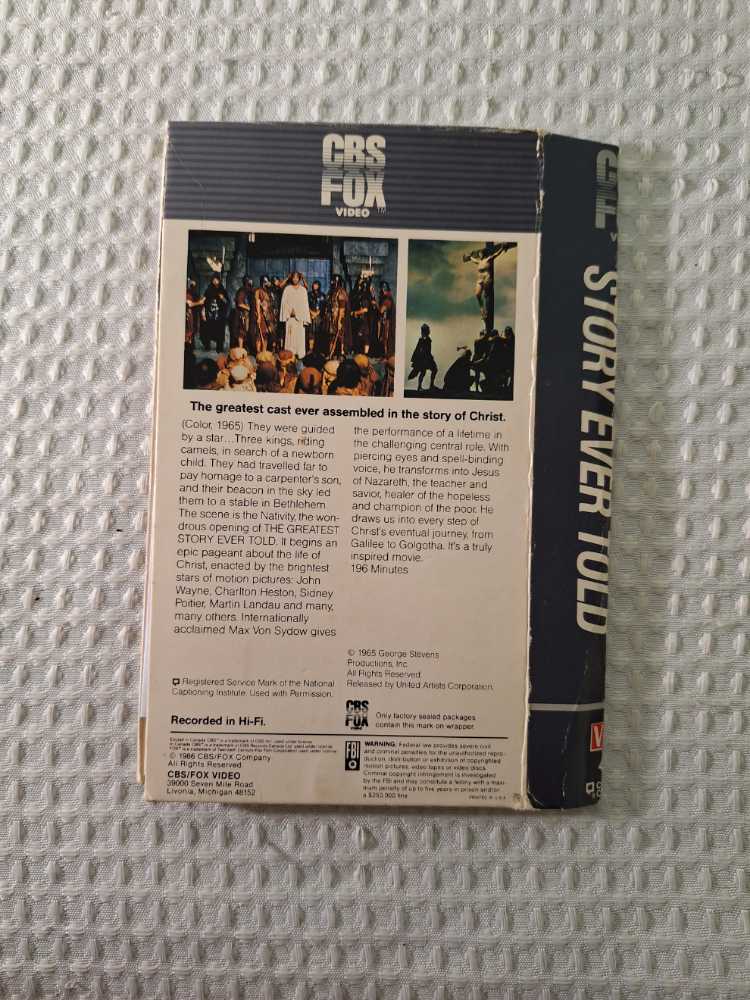 Greatest Story Ever Told,The VHS movie collectible [Barcode 086162461934] - Main Image 2