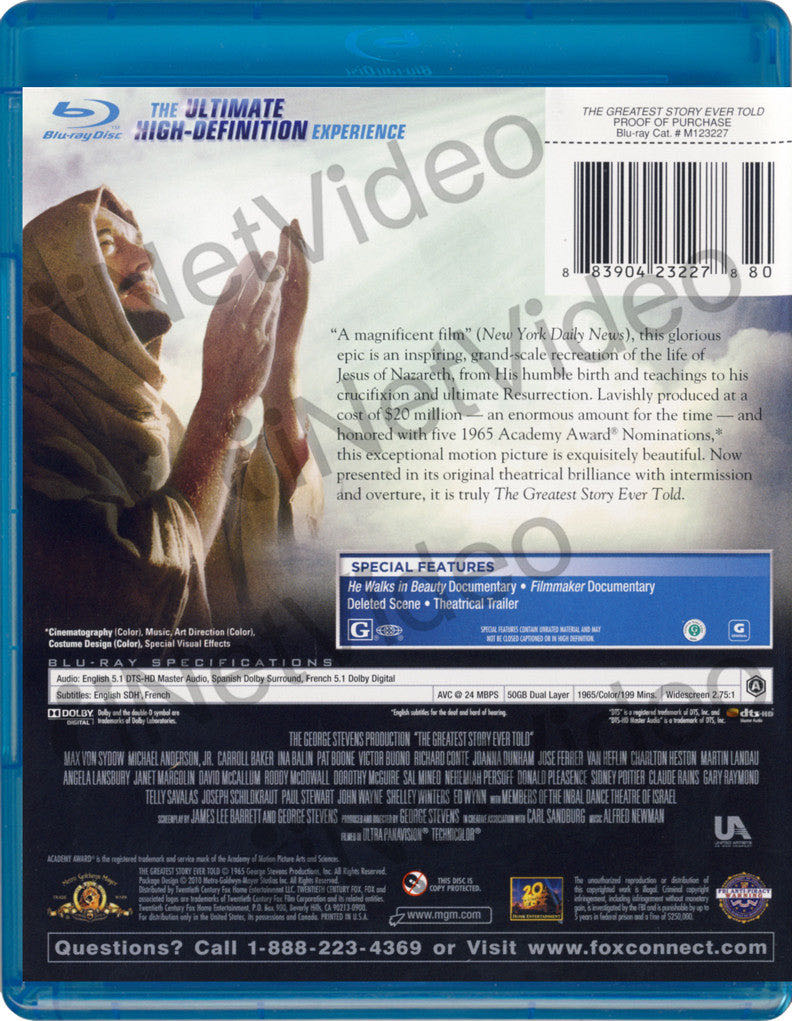 The Greatest Story Ever Told Blu-ray movie collectible [Barcode 883904232285] - Main Image 2