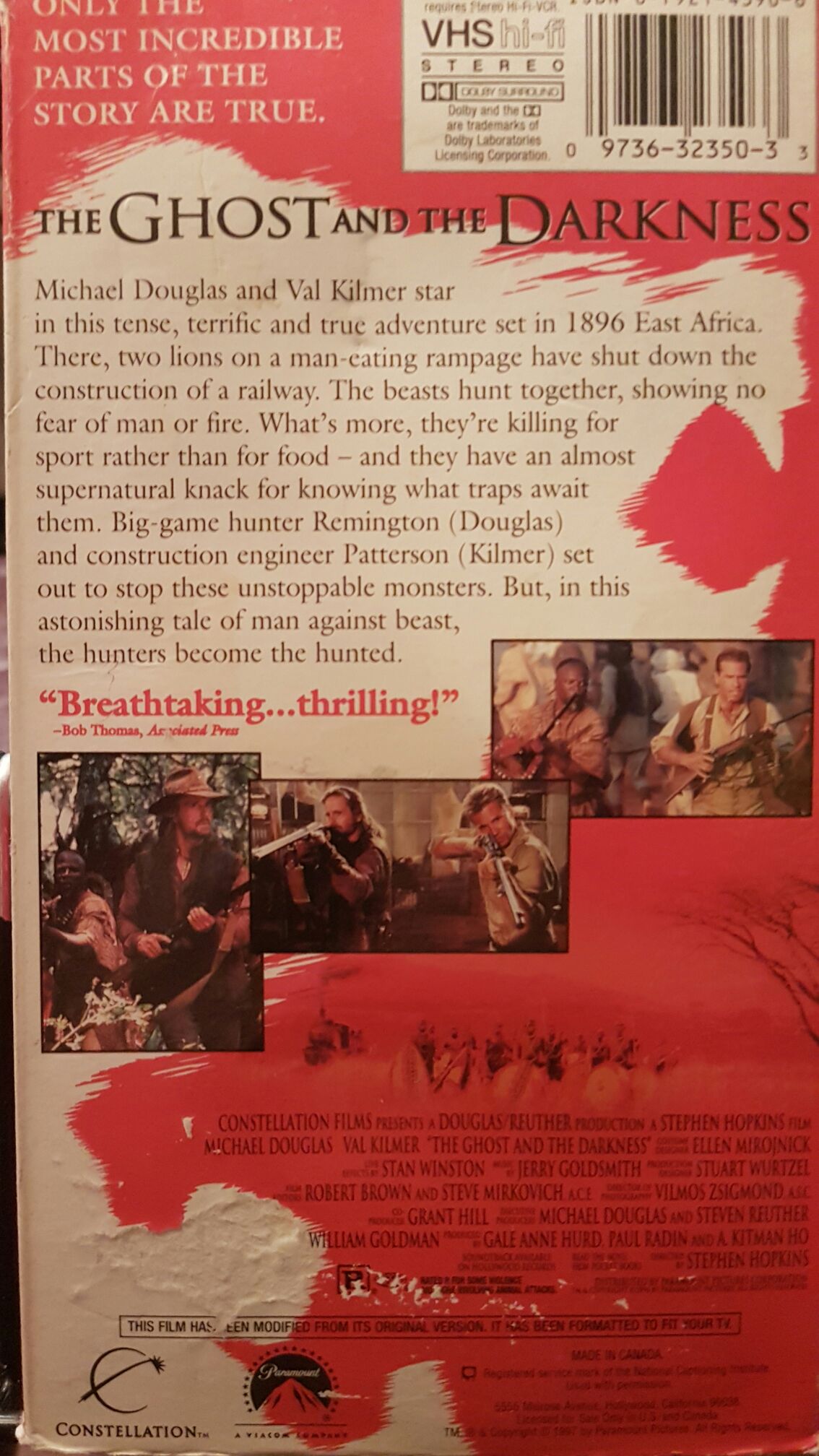 Ghost and the Darkness (VHS) VHS movie collectible [Barcode 9324915021099] - Main Image 2