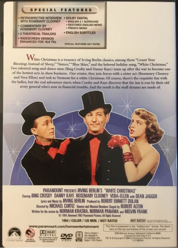 XMAS(1954)White Christmas •dvd DVD movie collectible [Barcode 097360610420] - Main Image 2