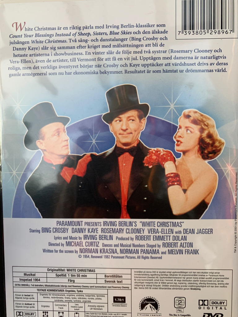 White Christmas DVD movie collectible [Barcode 7393805298967] - Main Image 2