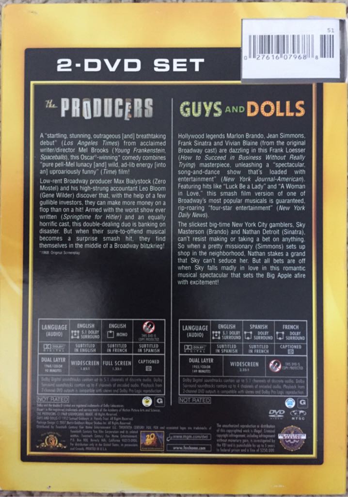 mm 19 - Guys and Dolls DVD movie collectible [Barcode 9787285880787] - Main Image 2