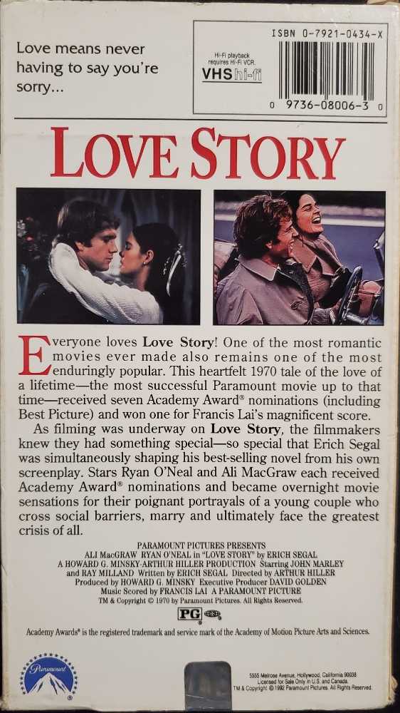 Love Story VHS movie collectible [Barcode 097360800630] - Main Image 2