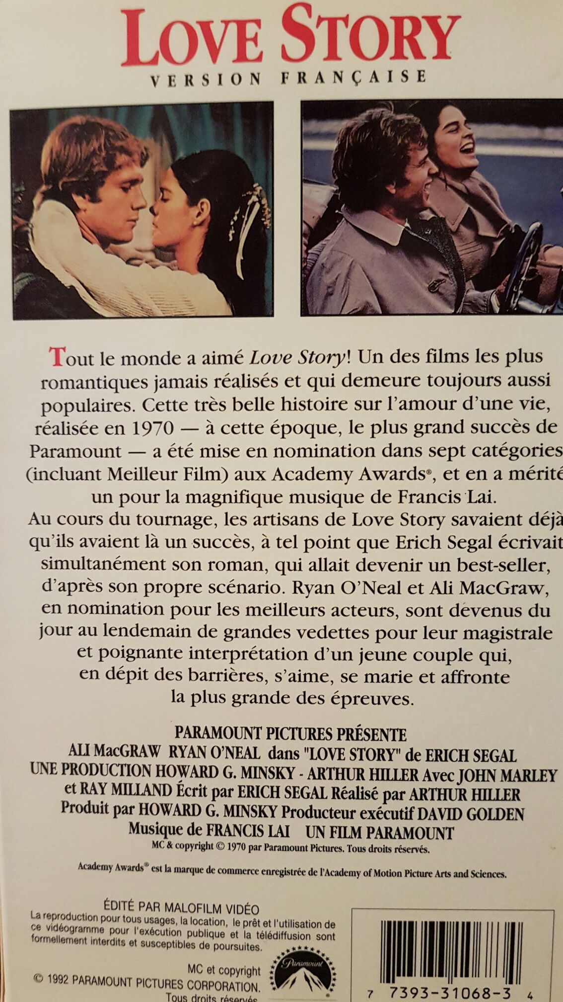 Love Story VHS movie collectible [Barcode 773933106834] - Main Image 2