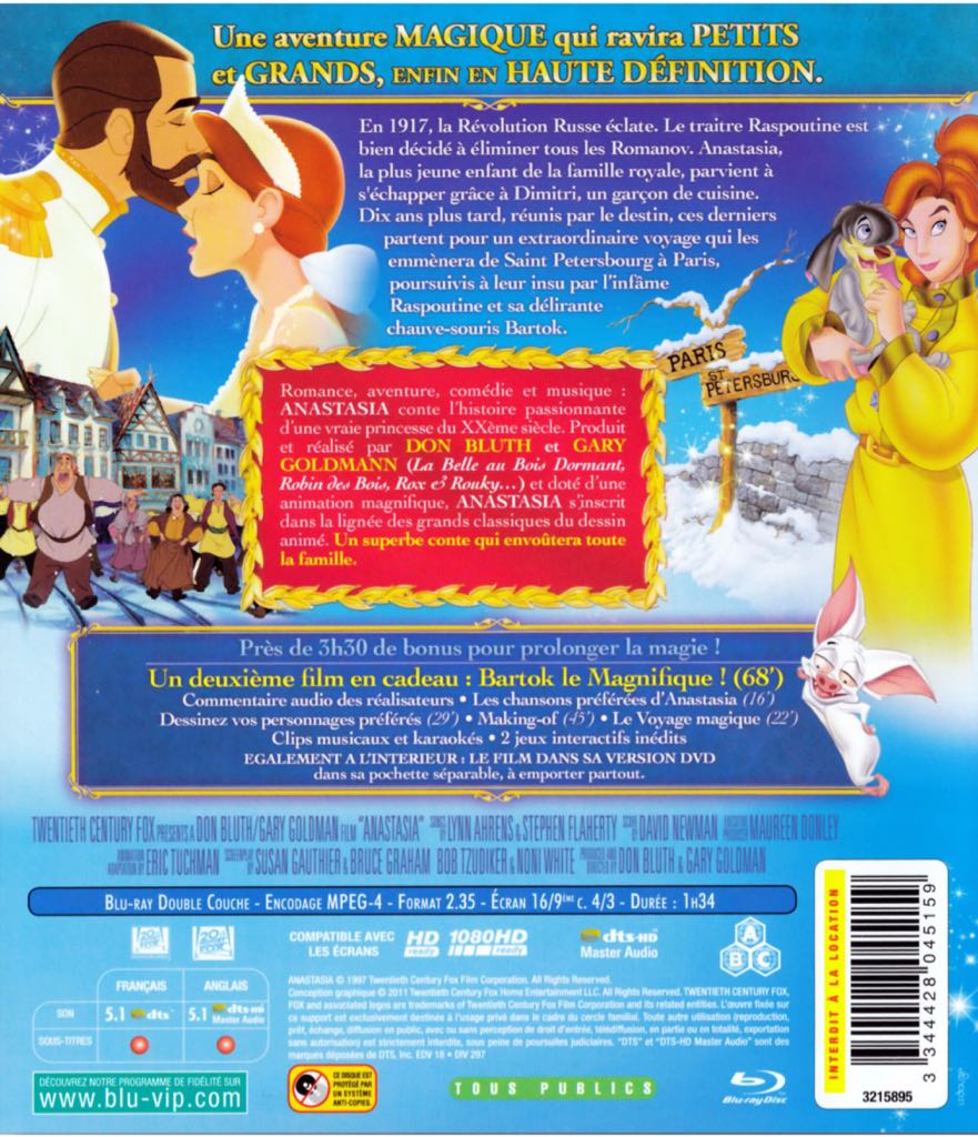 Anastasia Blu-ray movie collectible [Barcode 086162289620] - Main Image 2