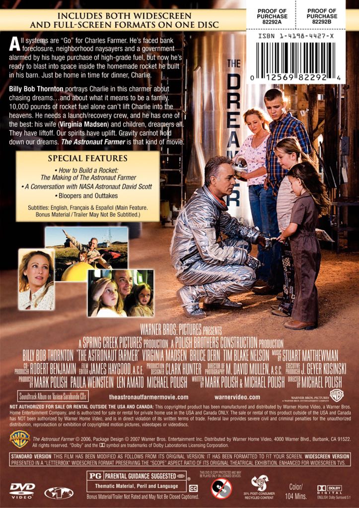 The Astronaut Farmer DVD movie collectible [Barcode 012569822924] - Main Image 2