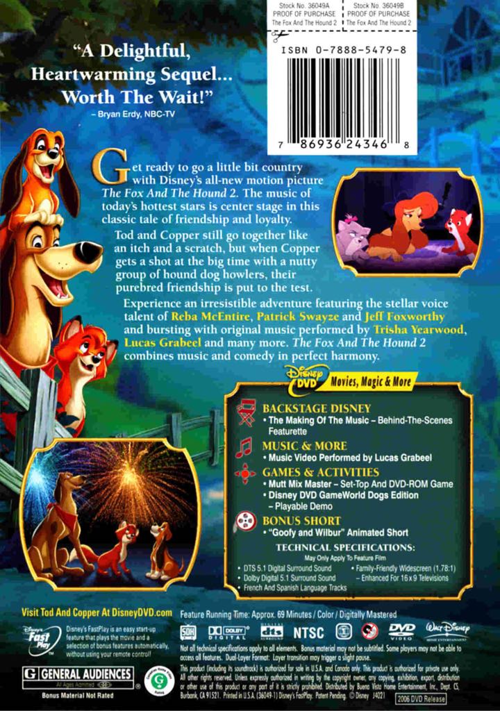 The Fox And The Hound 2 DVD movie collectible [Barcode 9398521582039] - Main Image 2