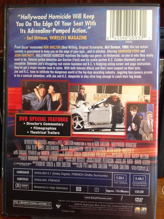 Hollywood Homicide DVD movie collectible [Barcode 043396009301] - Main Image 2