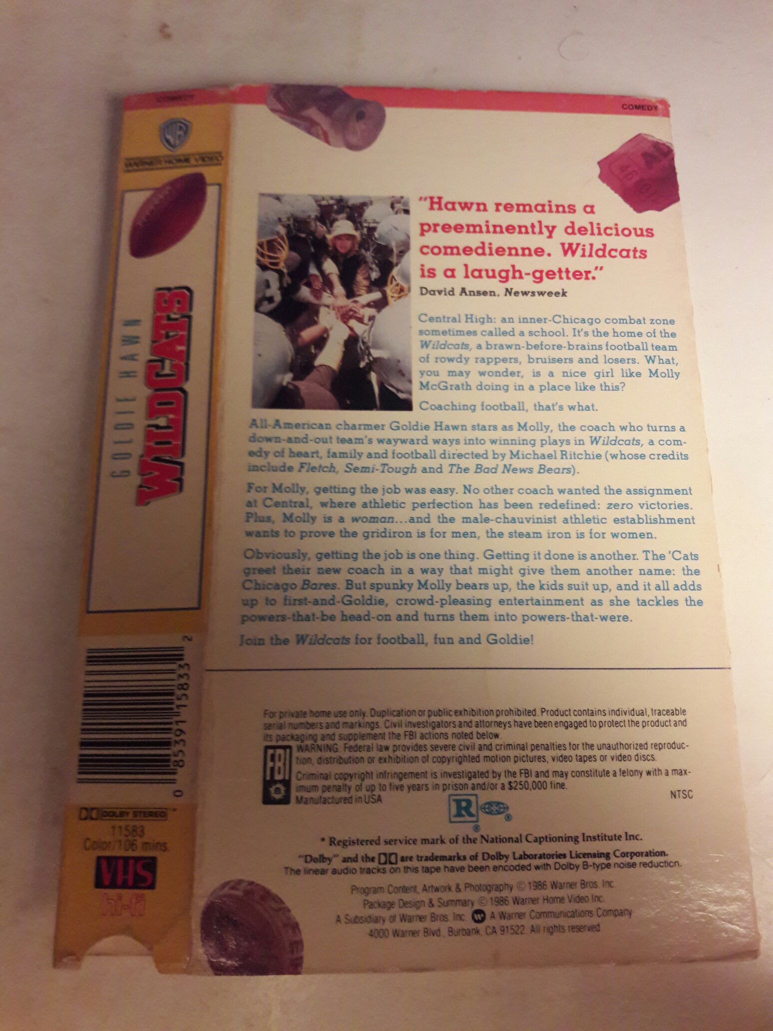 Wildcats (085391158332 - VHS) VHS movie collectible [Barcode 085391158332] - Main Image 2