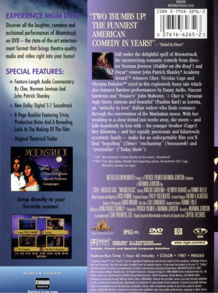 Moonstruck DVD movie collectible [Barcode 9321337015552] - Main Image 2