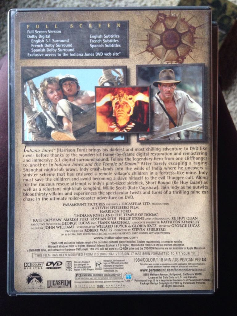 Indiana Jones and the Temple of Doom DVD movie collectible - Main Image 2