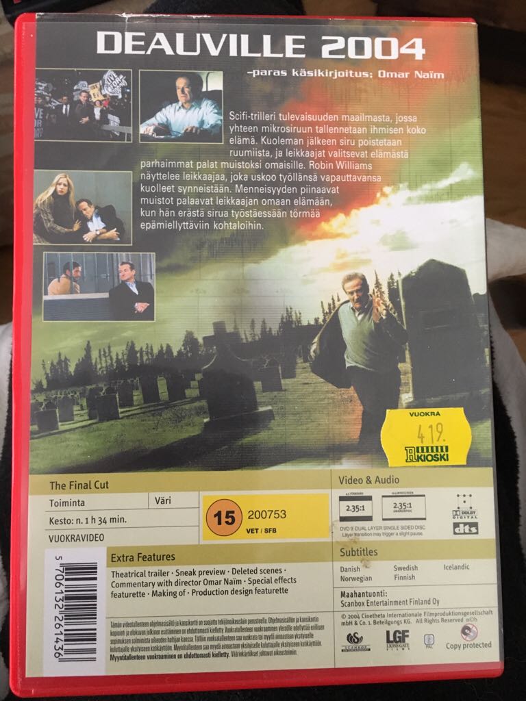 The Final Cut DVD movie collectible [Barcode 5706132261436] - Main Image 2