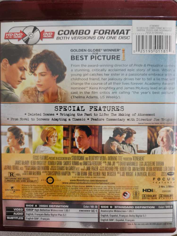 Atonement HD DVD movie collectible [Barcode 025195011815] - Main Image 2