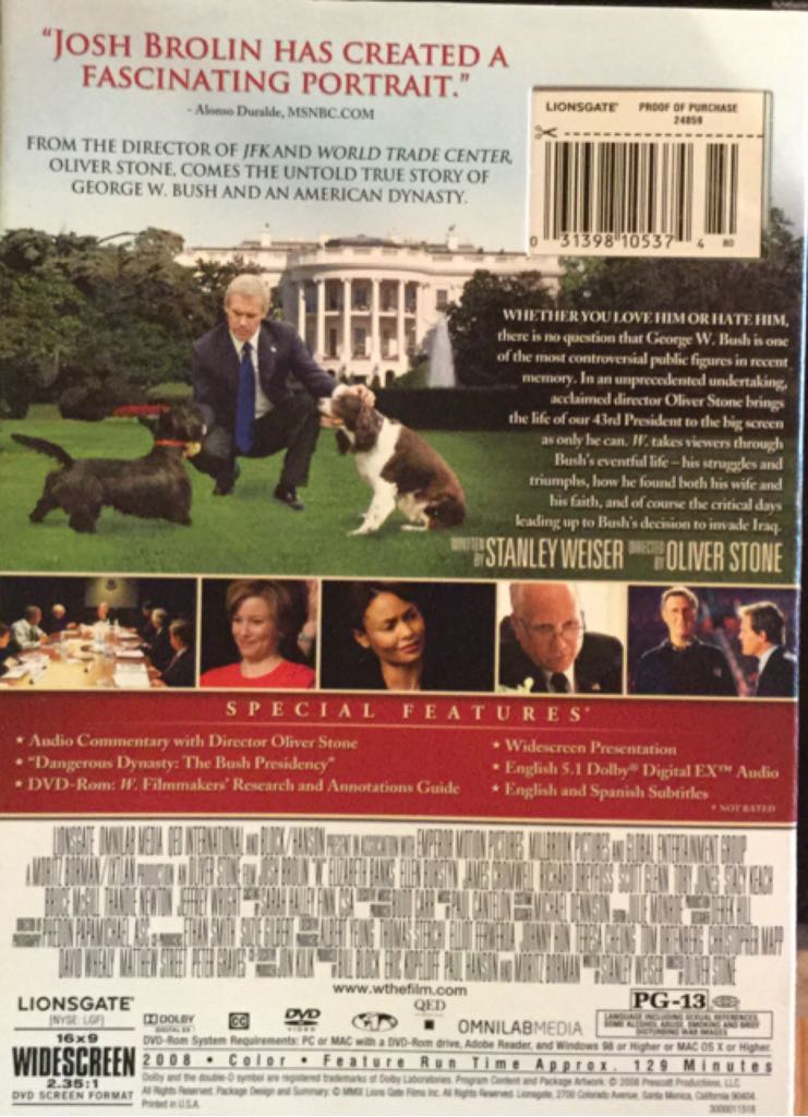 W. DVD movie collectible [Barcode 031398105374] - Main Image 2