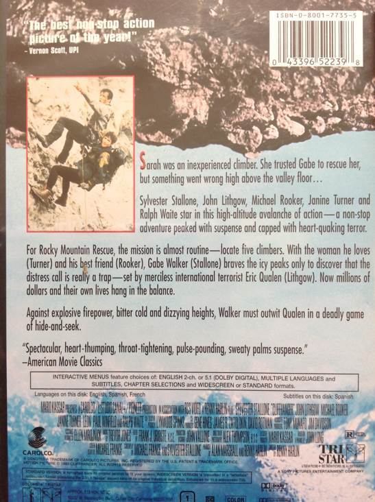 Cliffhanger DVD movie collectible [Barcode 043396522398] - Main Image 2