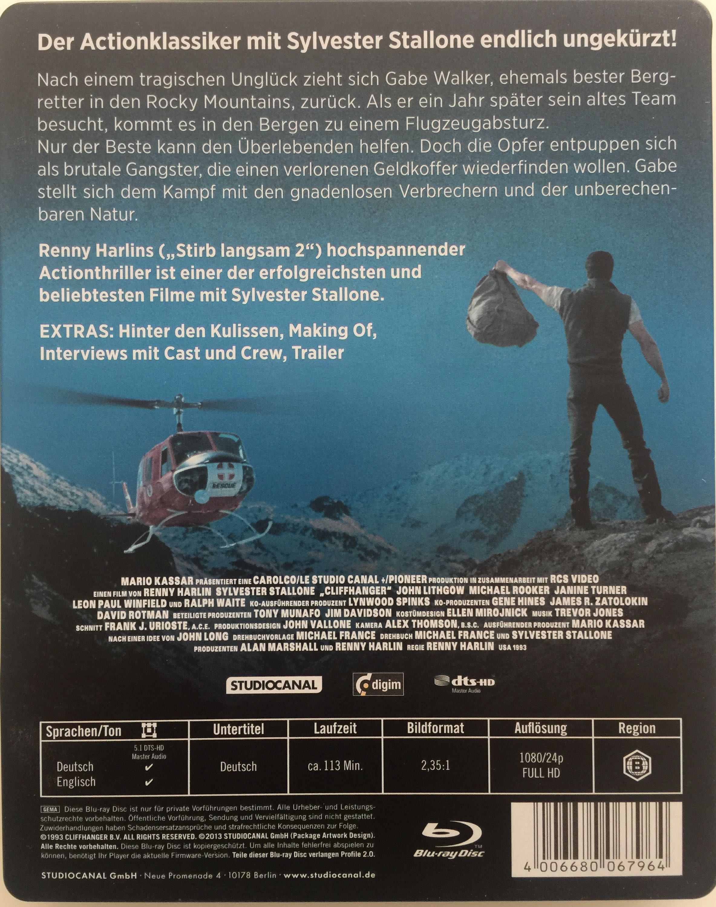 Cliffhanger DVD movie collectible [Barcode 4006680067957] - Main Image 2