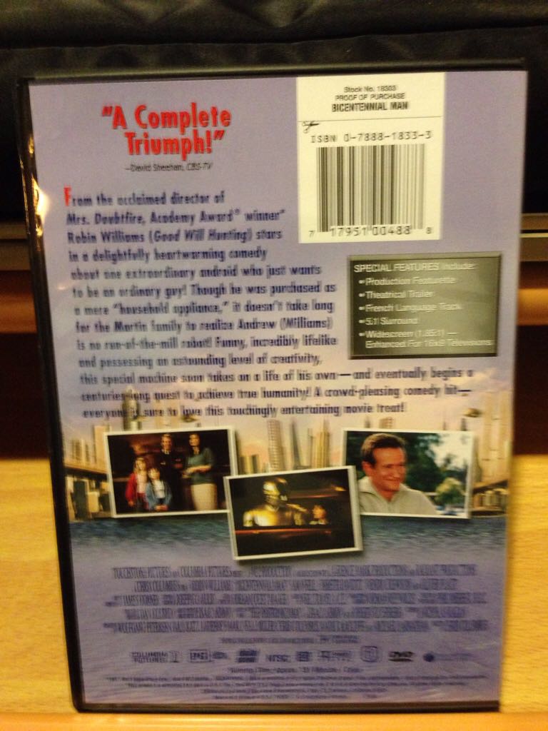 Bicentennial Man Digital Copy movie collectible [Barcode 7509656251505] - Main Image 2