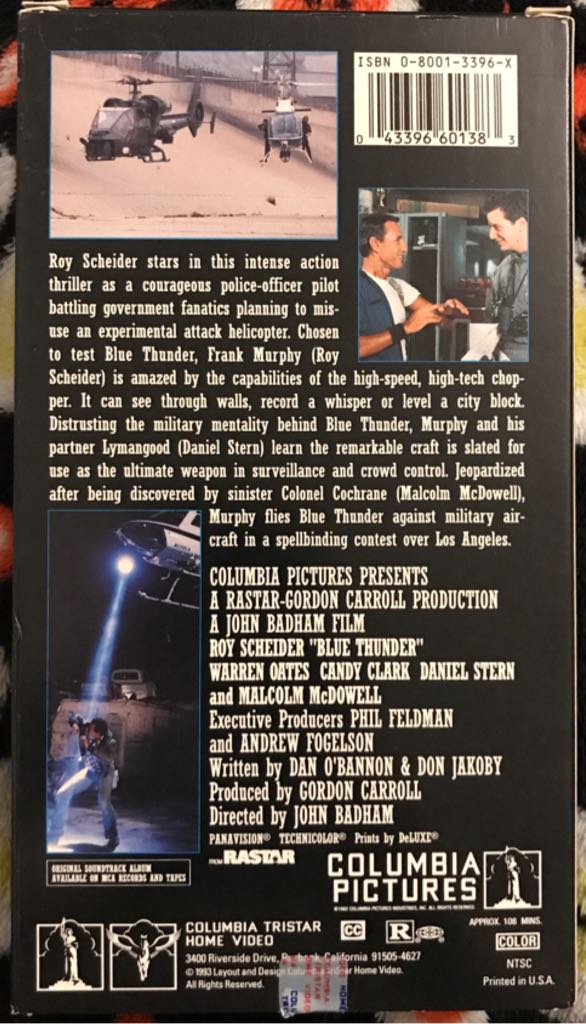 Blue Thunder VHS movie collectible [Barcode 043396601383] - Main Image 2