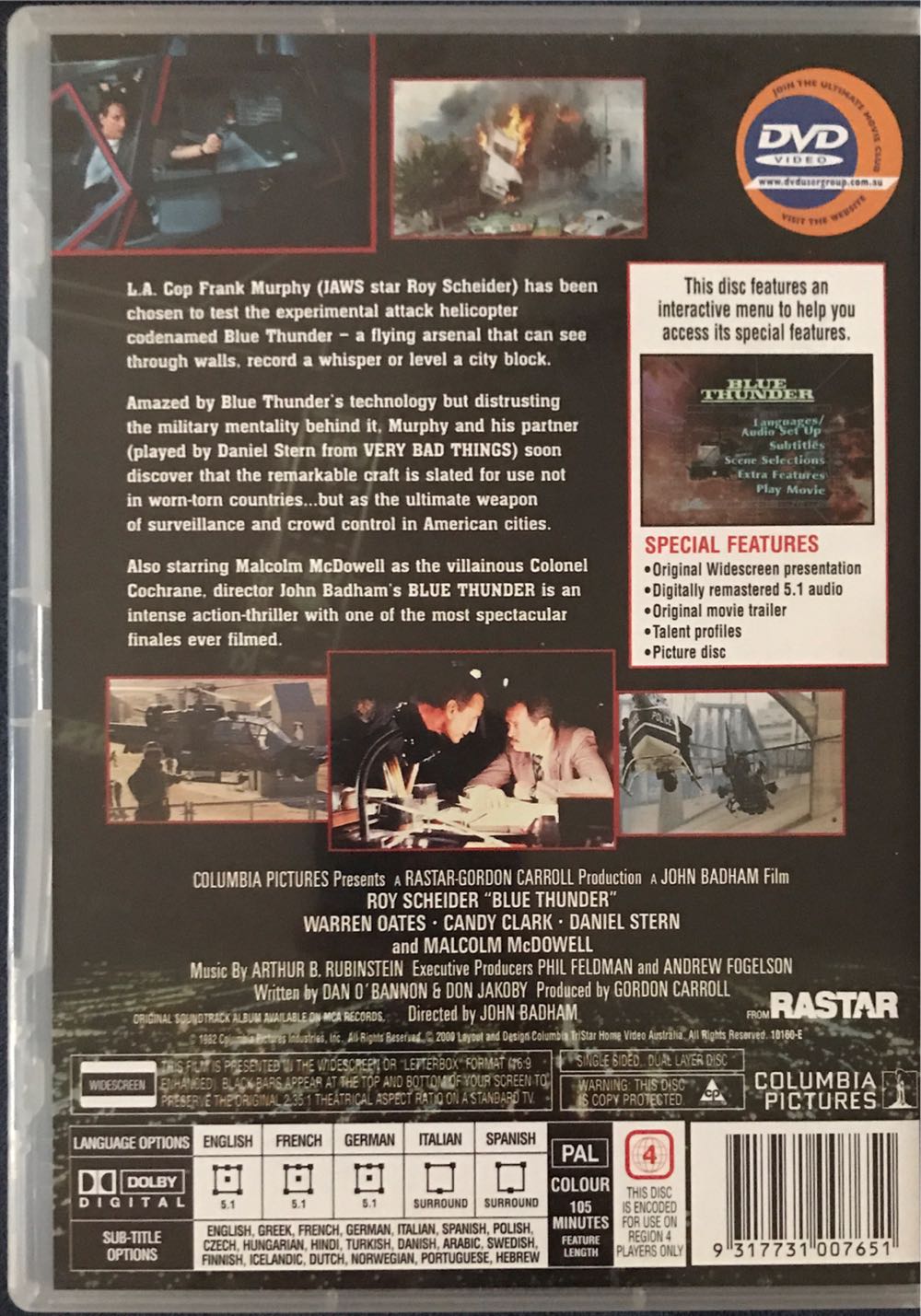 Blue Thunder DVD movie collectible [Barcode 9317731007651] - Main Image 2