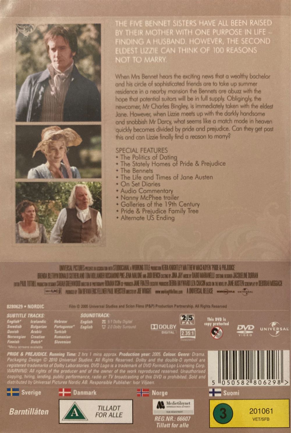 Pride & Prejudice DVD movie collectible [Barcode 5050582806298] - Main Image 2