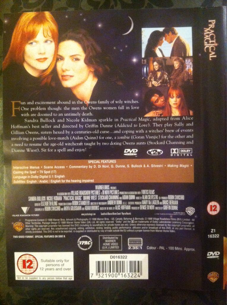 Practical Magic DVD movie collectible [Barcode 7321900163224] - Main Image 2