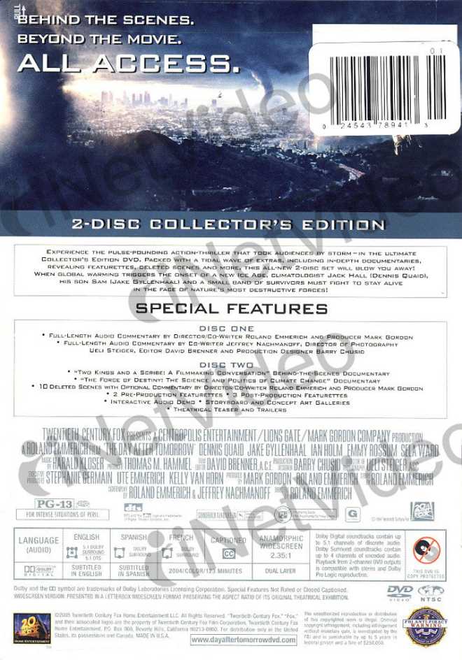 The Day After Tomorrow DVD movie collectible [Barcode 024543534723] - Main Image 2