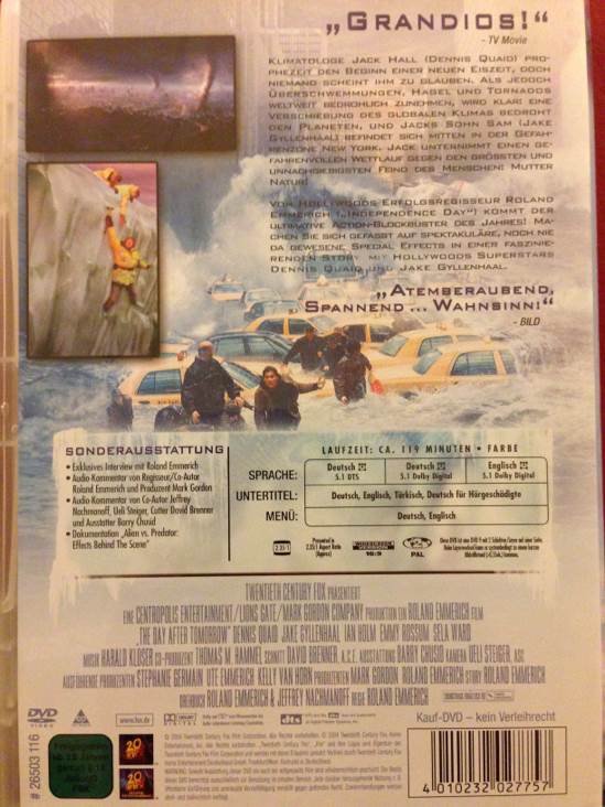 The Day After Tomorrow Blu-ray movie collectible [Barcode 4010232027757] - Main Image 2