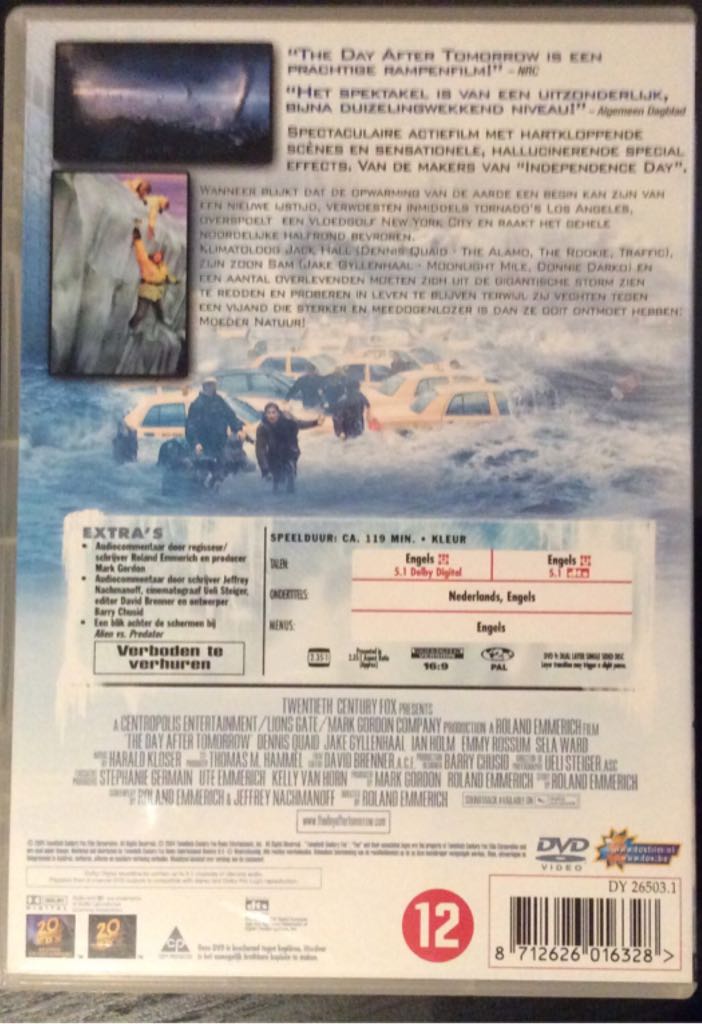 The Day After Tomorrow DVD movie collectible [Barcode 8712626016328] - Main Image 2
