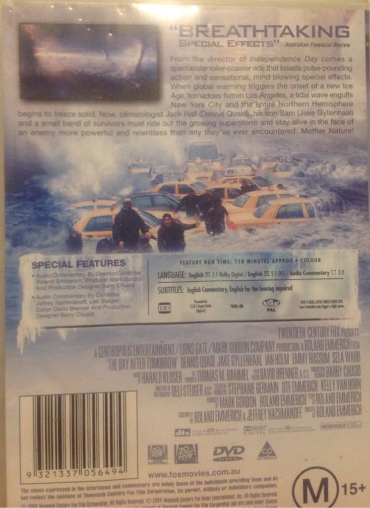 The Day After Tomorrow DVD movie collectible [Barcode 9321337056494] - Main Image 2